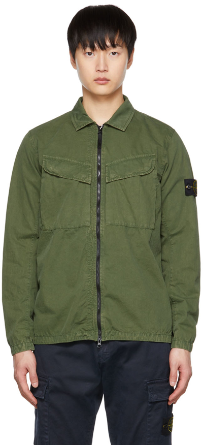 Stone Island Green Faded Jacket In V0158 Olive | ModeSens