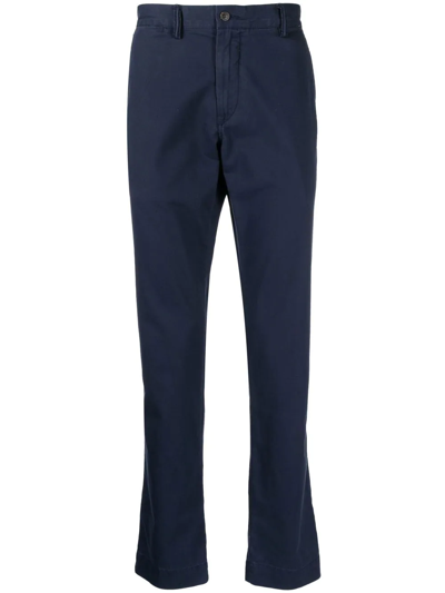 Polo Ralph Lauren Trousers Featuring Elastic Waistband And Button Detail In Blue