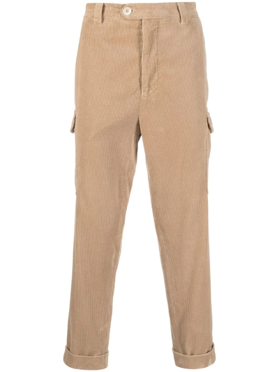 Shop Brunello Cucinelli Cropped Corduroy Trousers In Neutrals