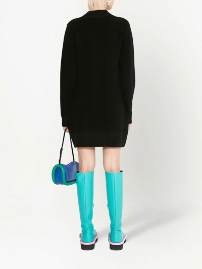 Shop Jw Anderson Sequins-logo Knitted Minidress In Black