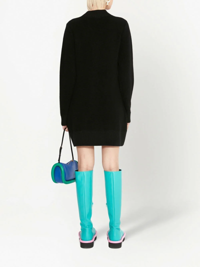 Jw Anderson Long Sleeve Sequins Logo Mini Dress In Black