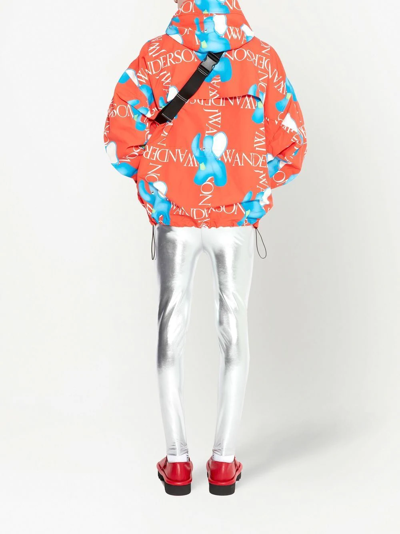 Jw Anderson Elephant Print Shell Hooded Jacket In Red