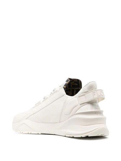 Shop Fendi Flow Leather Low-top Sneakers In Neutrals