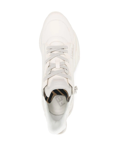 Shop Fendi Flow Leather Low-top Sneakers In Neutrals