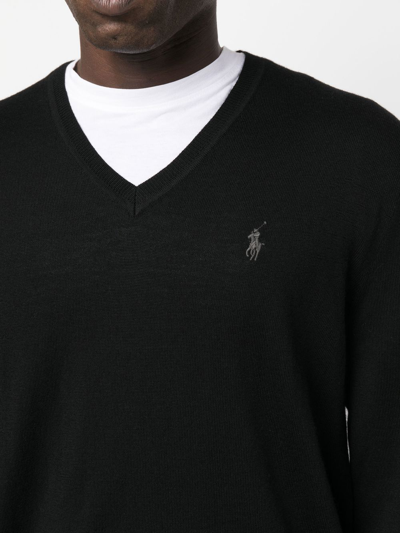 Shop Polo Ralph Lauren V-neck Pullover Sweater In Black