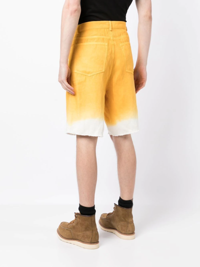 Nick Fouquet Two-tone Knee-length Linen Shorts In Yellow