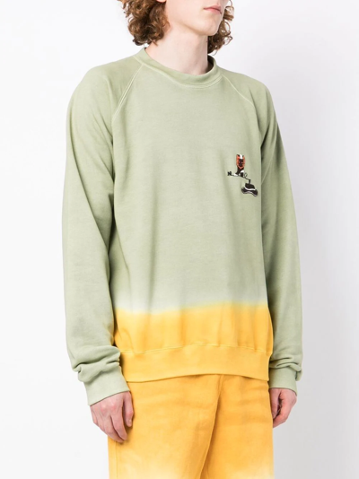 Nick Fouquet Embroidered Two-tone Sweatshirt In Green