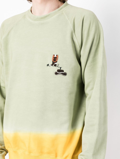 Nick Fouquet Embroidered Two-tone Sweatshirt In Green