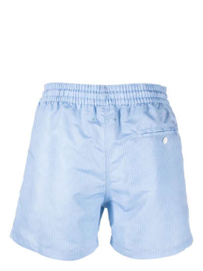 Shop Frescobol Carioca Sombra Print Swim Shorts In Blue