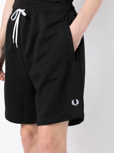 Shop Fred Perry Logo-embroidered Drawstring Shorts In Black