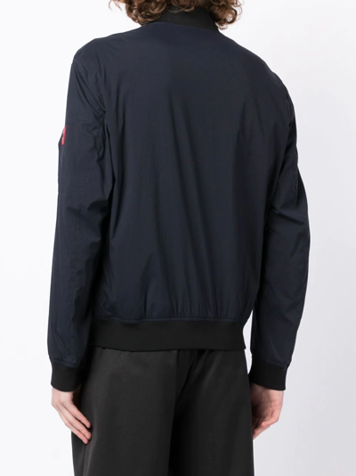 Hugo Boss Navy Logo Stretch-shell Bomber Jacket In Blue
