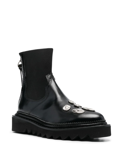 Toga Pointed Leather Ankle Boots In Black