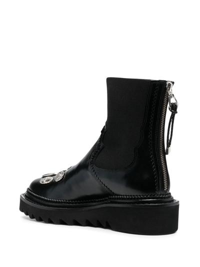 Toga Pointed Leather Ankle Boots In Black