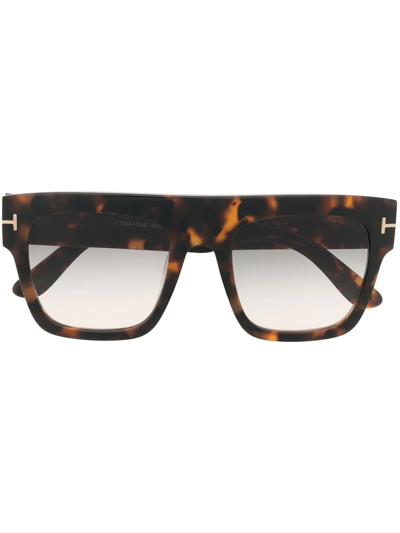 Shop Tom Ford Renee Square-frame Sunglasses In Brown