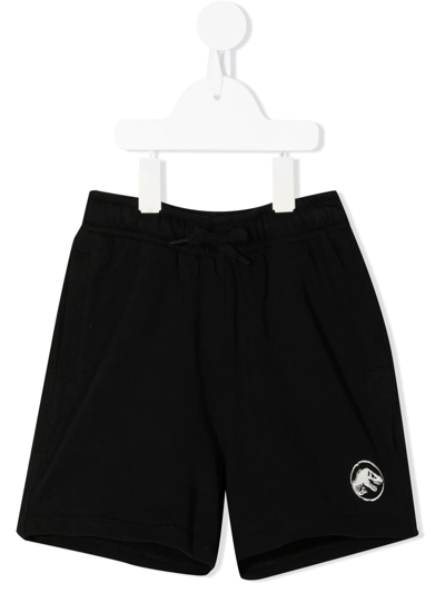 Shop Molo X Jurassic World Embroidered Track Shorts In Black