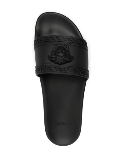 Versace Medusa Head Motif Slides In Black
