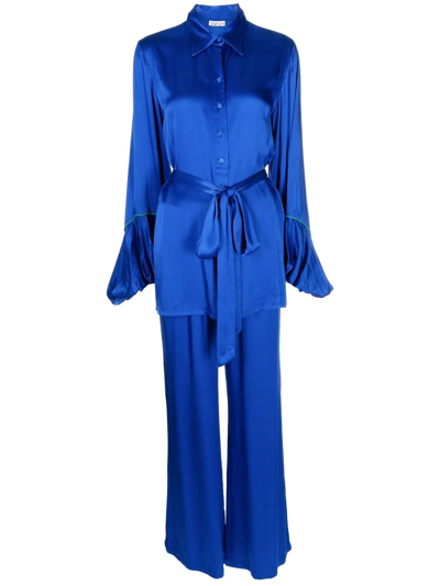 Shop Baruni Puff-sleeve Wide-leg Set In Blue