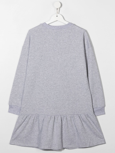 Shop Kenzo Logo Ruffle Jumper Dress In Grey