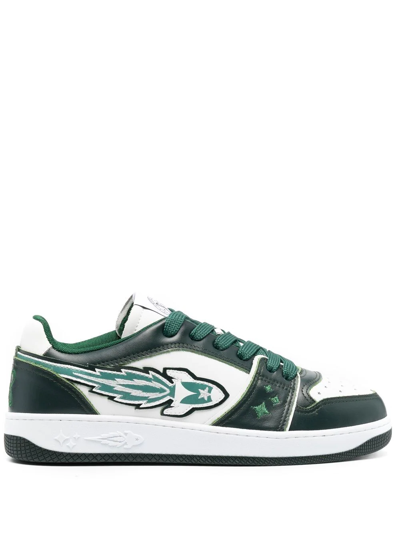 Enterprise Japan Man Sneakers Dark Green Size 12 Soft Leather In White