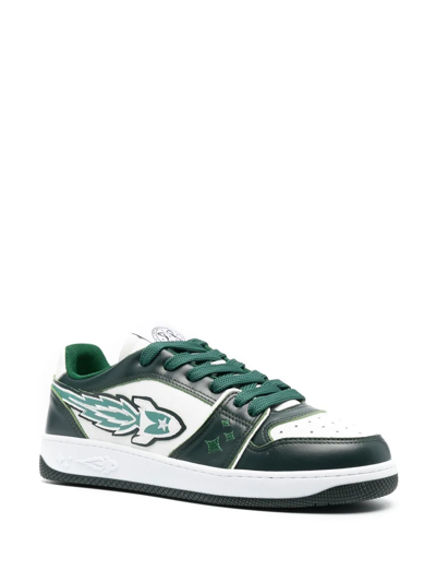 Enterprise Japan Man Sneakers Dark Green Size 12 Soft Leather In White