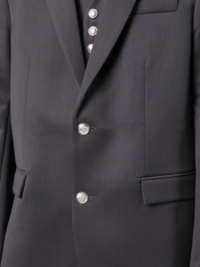 Shop Anouki Single-breasted Wool Blazer In Grey