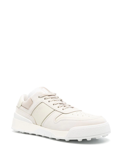 Shop Tod's Logo-embossed Panelled Sneakers In Neutrals