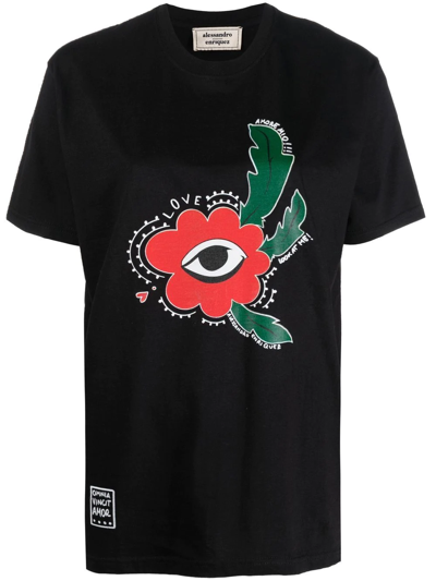 Shop Alessandro Enriquez Love Graphic Print T-shirt In Black