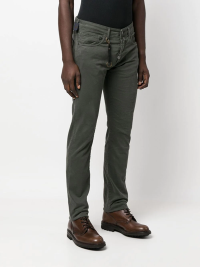 Shop Incotex Mid-rise Slim-cut Jeans In Green