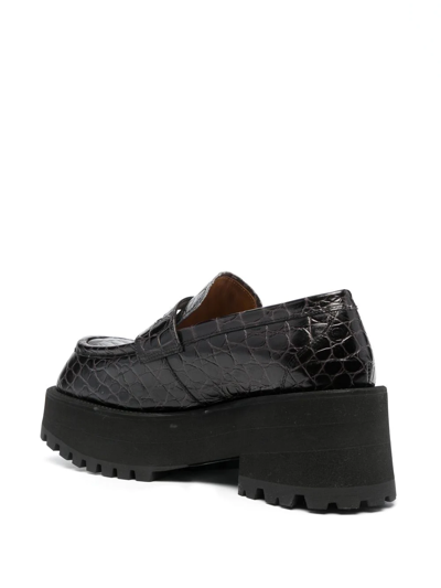 Marni 60mm Croc Embossed Leather Loafers In Black