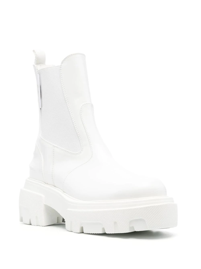 Msgm Elasticated Side-panel Ankle Boots In White