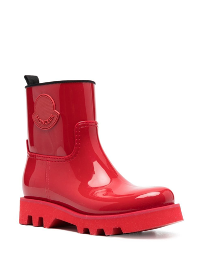 Moncler Logo-patch Ankle Boots In Red