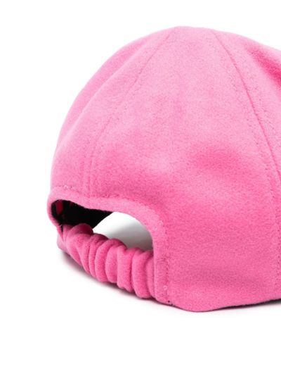 Patou Embroidered-logo Wool-cashmere Cap In Pink