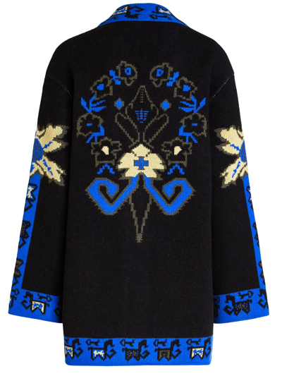 Shop Etro Wool Jacquard Jersey Coat In Fantasia