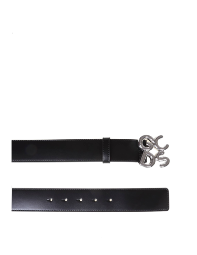 Shop Gcds Leather Belt With Logo Buckle In Black
