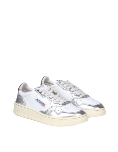 Shop Autry Sneakers In White And Silver Leather