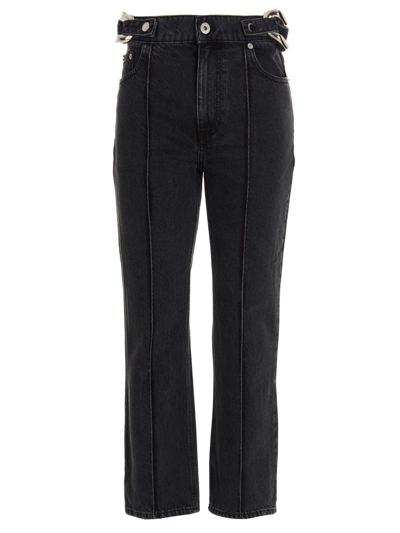 Shop Jw Anderson Chain Link Cotton Denim Jeans In Nero