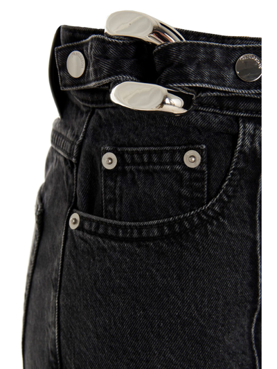 Shop Jw Anderson Chain Link Cotton Denim Jeans In Nero
