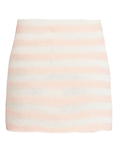 Shop Balmain Short Striped Tweed Skirt In Fant Panna