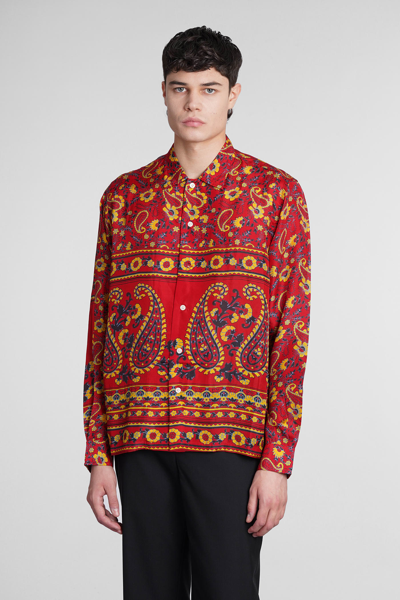 Shop Bode Shirt In Red Silk