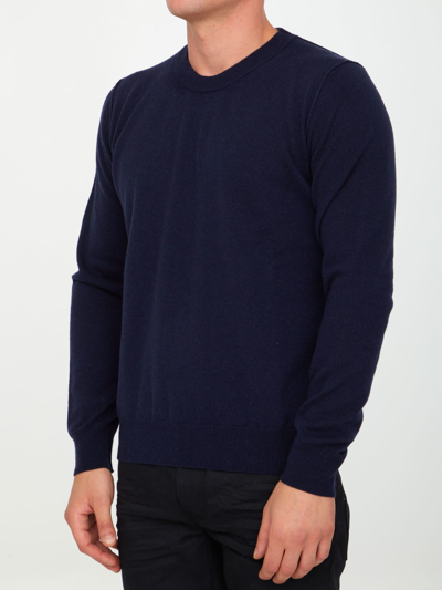 Shop Maison Margiela Blue Cashmere Sweater