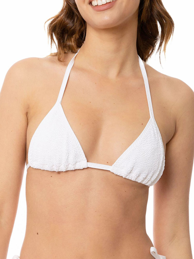 Shop Mc2 Saint Barth Woman White Crinkle Triangle Top Swimsuit