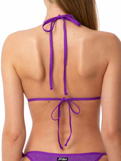 Mc2 Saint Barth Woman Purple Wrinkle Triangle Top Swimsuit In Purple
