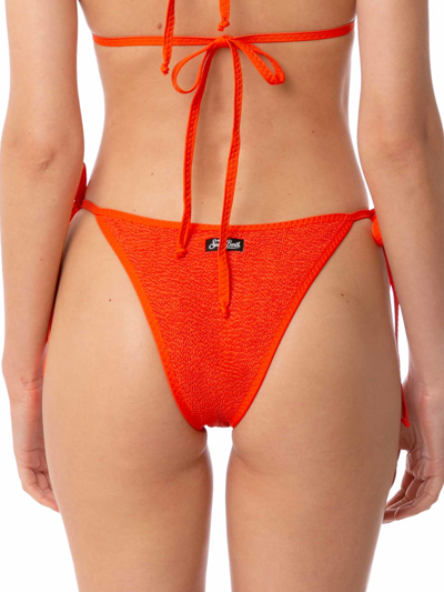 Shop Mc2 Saint Barth Woman Crinkle Orange Swim Briefs