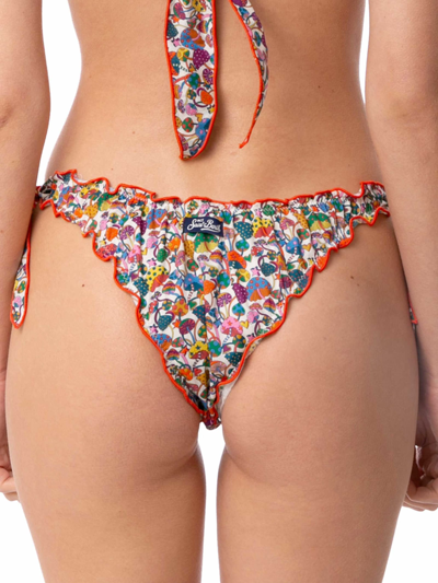 Shop Mc2 Saint Barth Woman Cheeky Swim Briefs With Liberty Print Made With Liberty Fabric In Orange