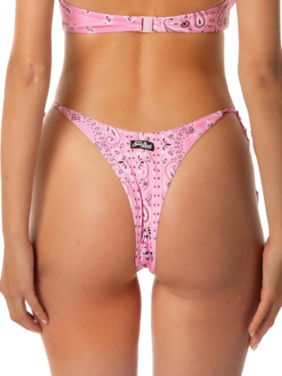 Mc2 Saint Barth Woman Cheeky Swim Briefs With Bandanna Print In Pink
