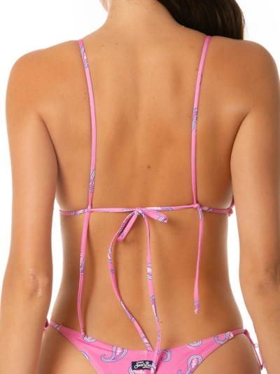 Mc2 Saint Barth Woman Bandeau Top Swimsuit With Paisley Print In Pink