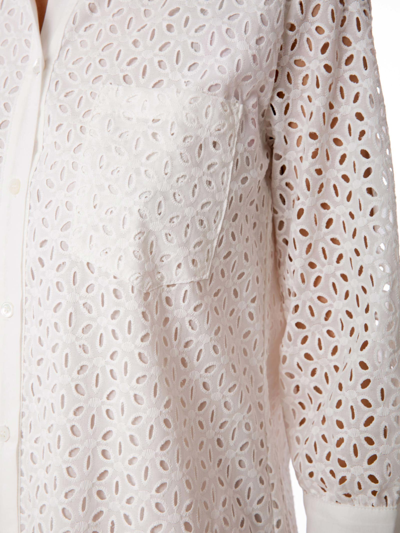 Mc2 Saint Barth White Woman Long Shirt With Embrodery In White