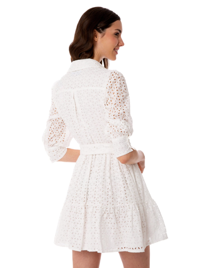 Shop Mc2 Saint Barth White Cotton Short Dress Daisy With Embroideries