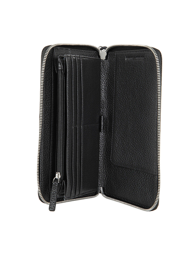 Shop Emporio Armani Zip Around Wallet In Light Grey Black