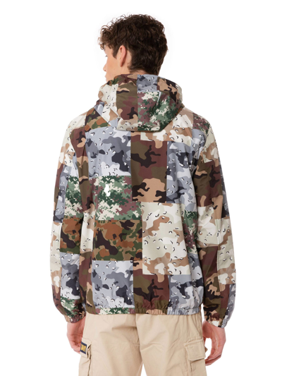 Shop Mc2 Saint Barth Man Hooded Lightweight Windbreaker With Camouflage Print In Green